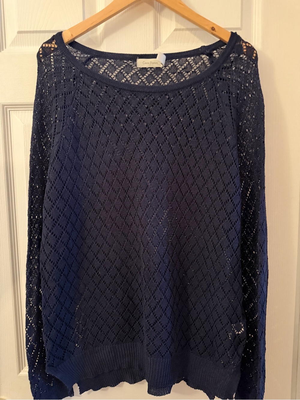 Cozy Navy Open-Knit Women's Sweater, size XL